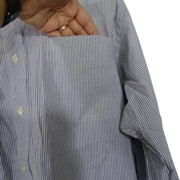 Ralph Lauren Slim Blake Blue White Stripe Button Down Shirt Men Size L Long Slv - Picture 3 of 12